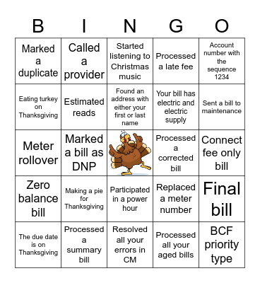UP Thanksgiving BINGO Card