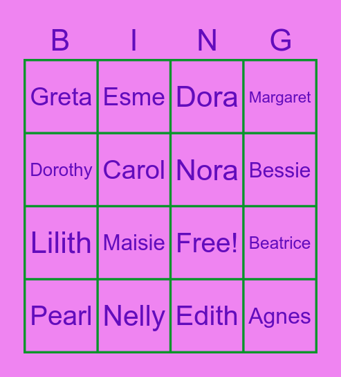 Old Lady Bingo Card