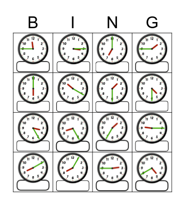 Telling the time Bingo Card