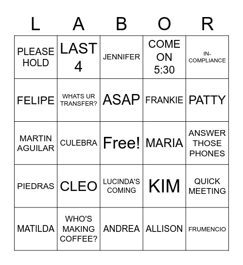 WORKSGIVING BINGO Card