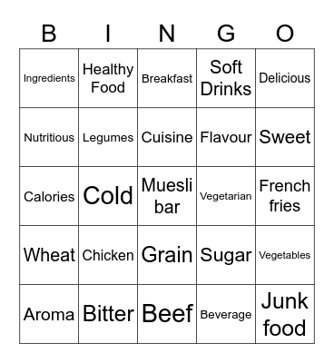 Food Bingo Card