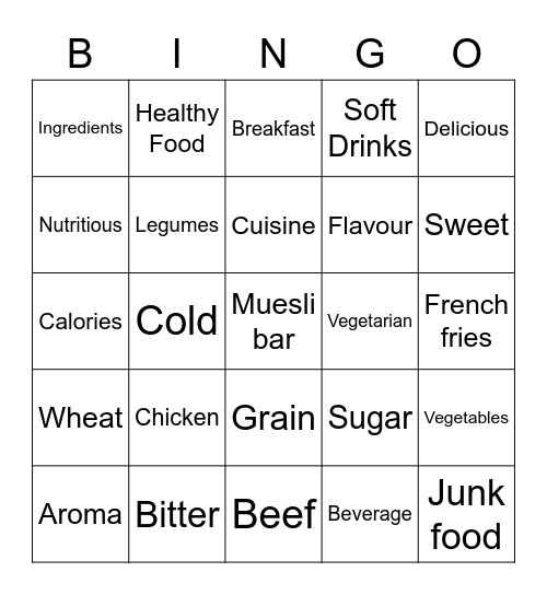 Food Bingo Card