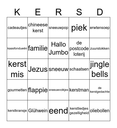 KERSD BINGO A2h Bingo Card