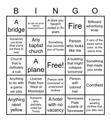 Scavenger Hunt Bingo Card