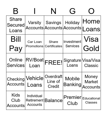 Product & Services Bingo Card