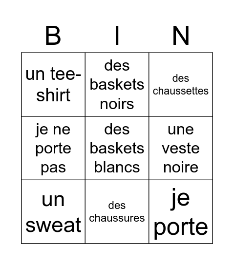 Vetements Bingo Card