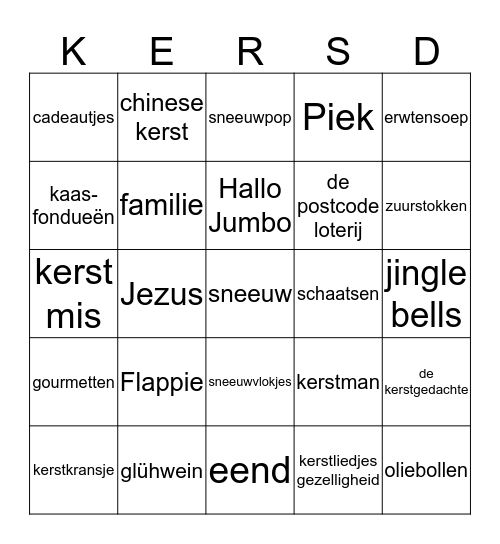 KERSD BINGO A2h Bingo Card