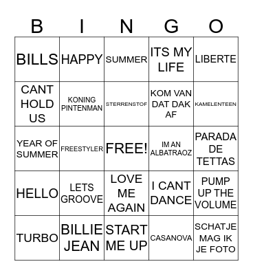 CAFE KERKZICHT MEGA MUSIC BINGO Card
