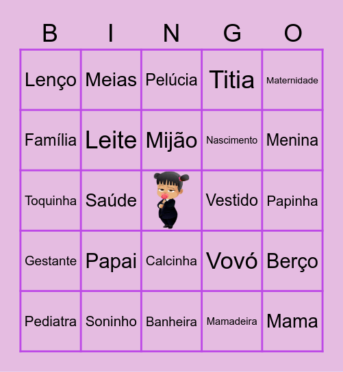 Bingo da Eliza Bingo Card