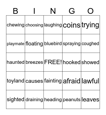vowel combinations bingo Card