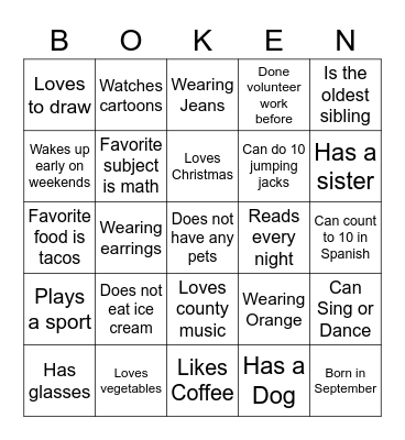 BOKEN Bingo Card