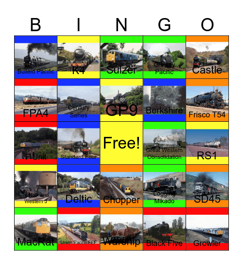 Railways 1989-1990 Bingo Card