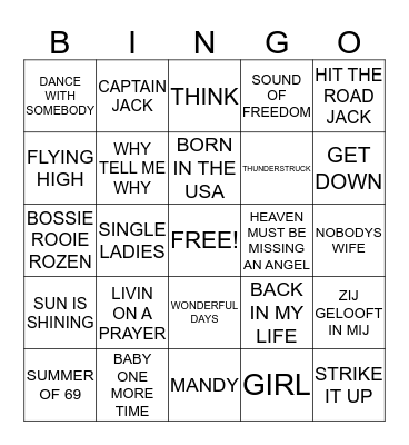 CAFE KERKZICHT MEGA MUSIC BINGO Card