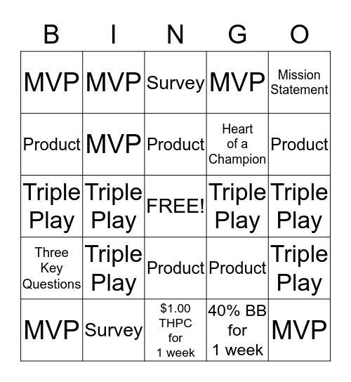 Sport Clips Bingo Card
