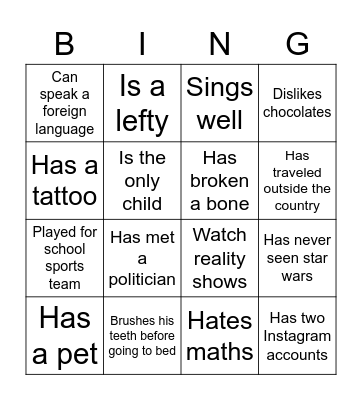 Communication Bingo Card