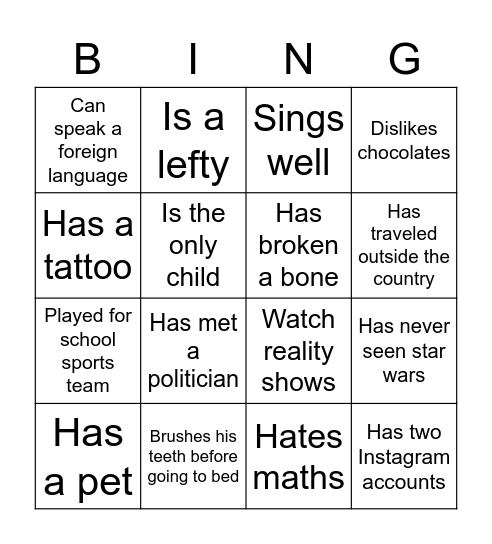 Communication Bingo Card