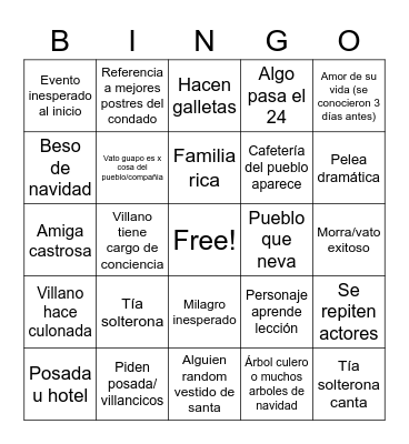 Christmas romantic movie cliches Bingo Card