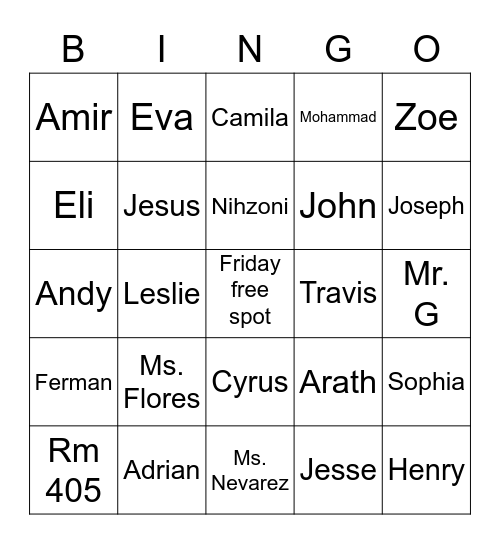 FOS BINGO Card
