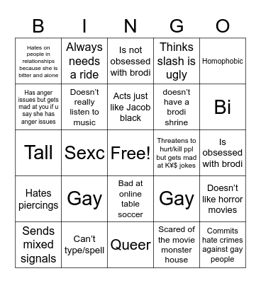 Chloes red flags Bingo Card