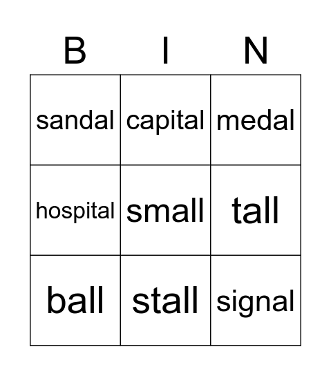 /al /all/ bingo! Bingo Card