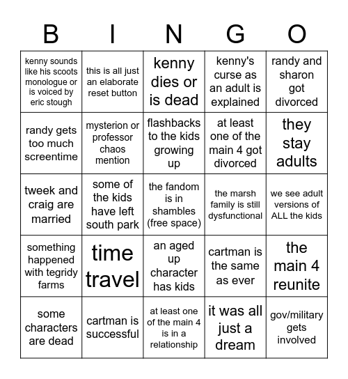 south park post covid bingo Card