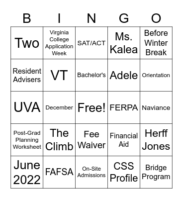 Untitled Bingo Card