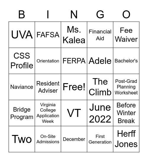Untitled Bingo Card