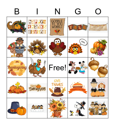 Thanksgiving BINGO Card