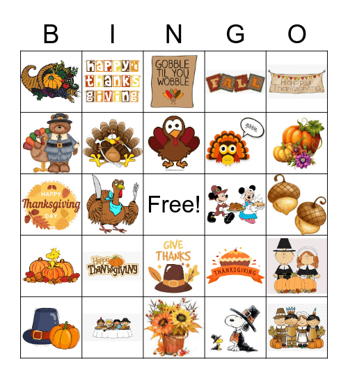 Thanksgiving BINGO Card