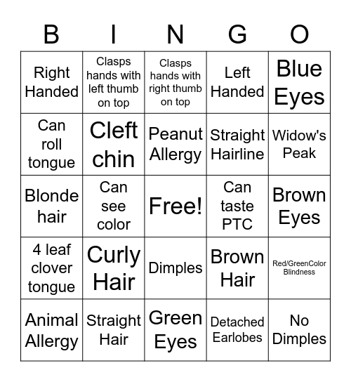 Genetics Bingo! Bingo Card