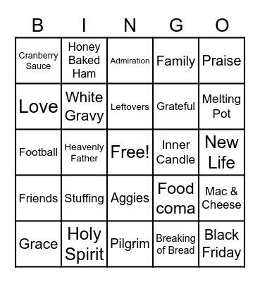 Thanksgiving Bingo Card