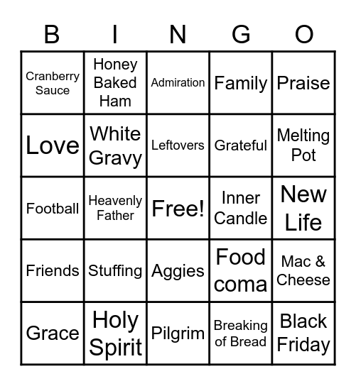 Thanksgiving Bingo Card