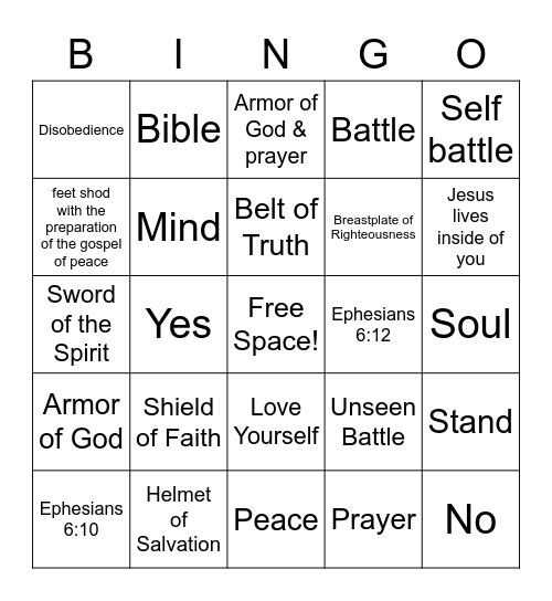 Spiritual Warfare Bingo Card