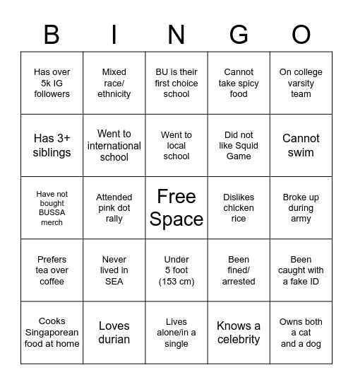 GSS Human Bingo Card