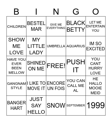 CAFE KERKZICHT MEGA MUSIC BINGO Card