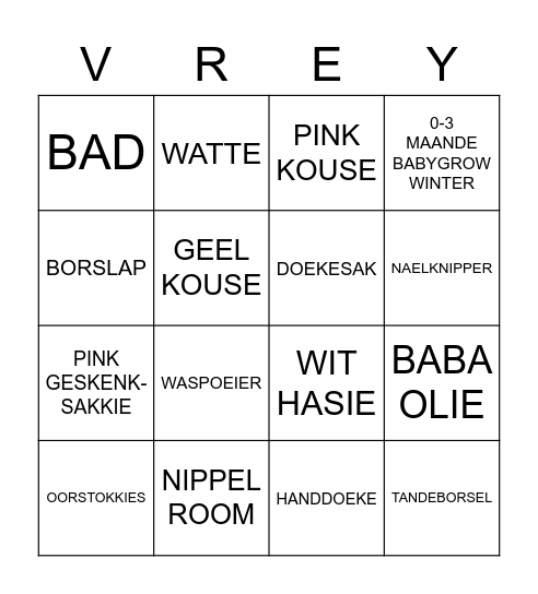 Miané Bingo Card