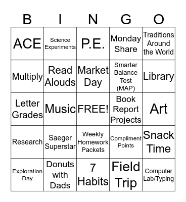3rd Grade Rocks! Bingo Card