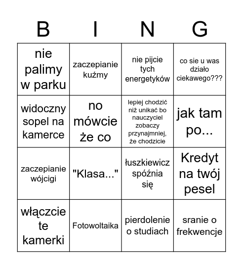 Bieluń bingo Card