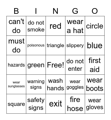 Work Health and Safety Signs Bingo Card