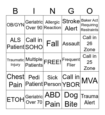 EMS Week Bingo 5/18/15 Bingo Card