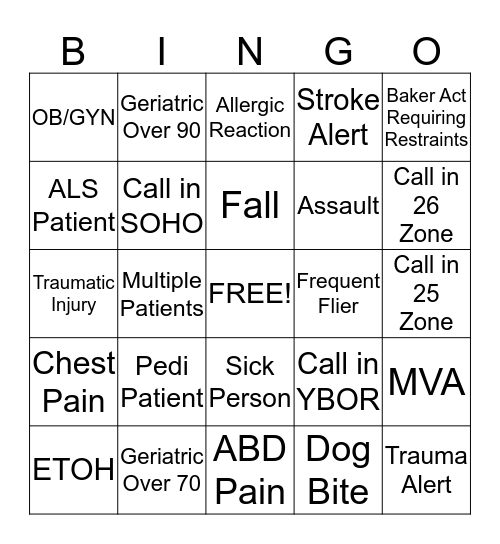 EMS Week Bingo 5/18/15 Bingo Card