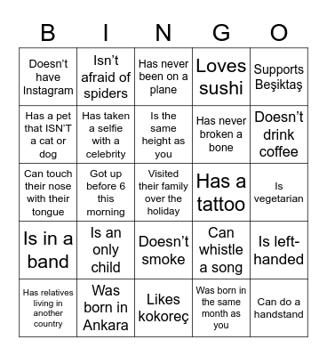 Find Someone Who... Bingo Card