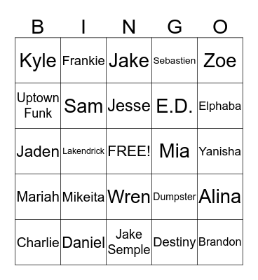 Paz 2014-2015 Bingo Card