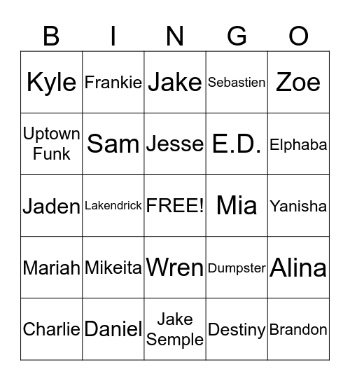 Paz 2014-2015 Bingo Card