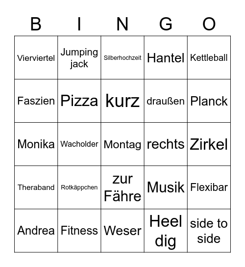 Montagsturnen Bingo Card