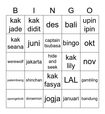 Untitled Bingo Card