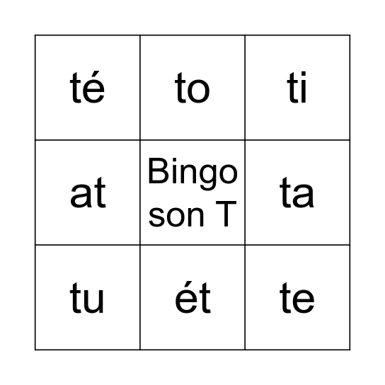 Bingo Son T Bingo Card