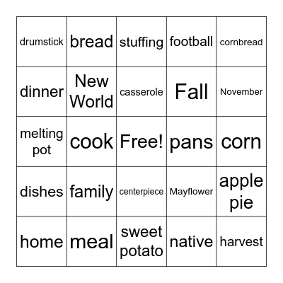Thanksgiving Bingo Card