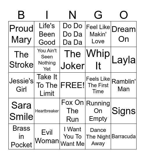 The TriviaGuys Music Bingo! Bingo Card