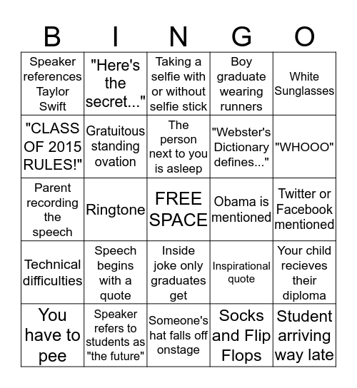 GRADUATION BINGO Card